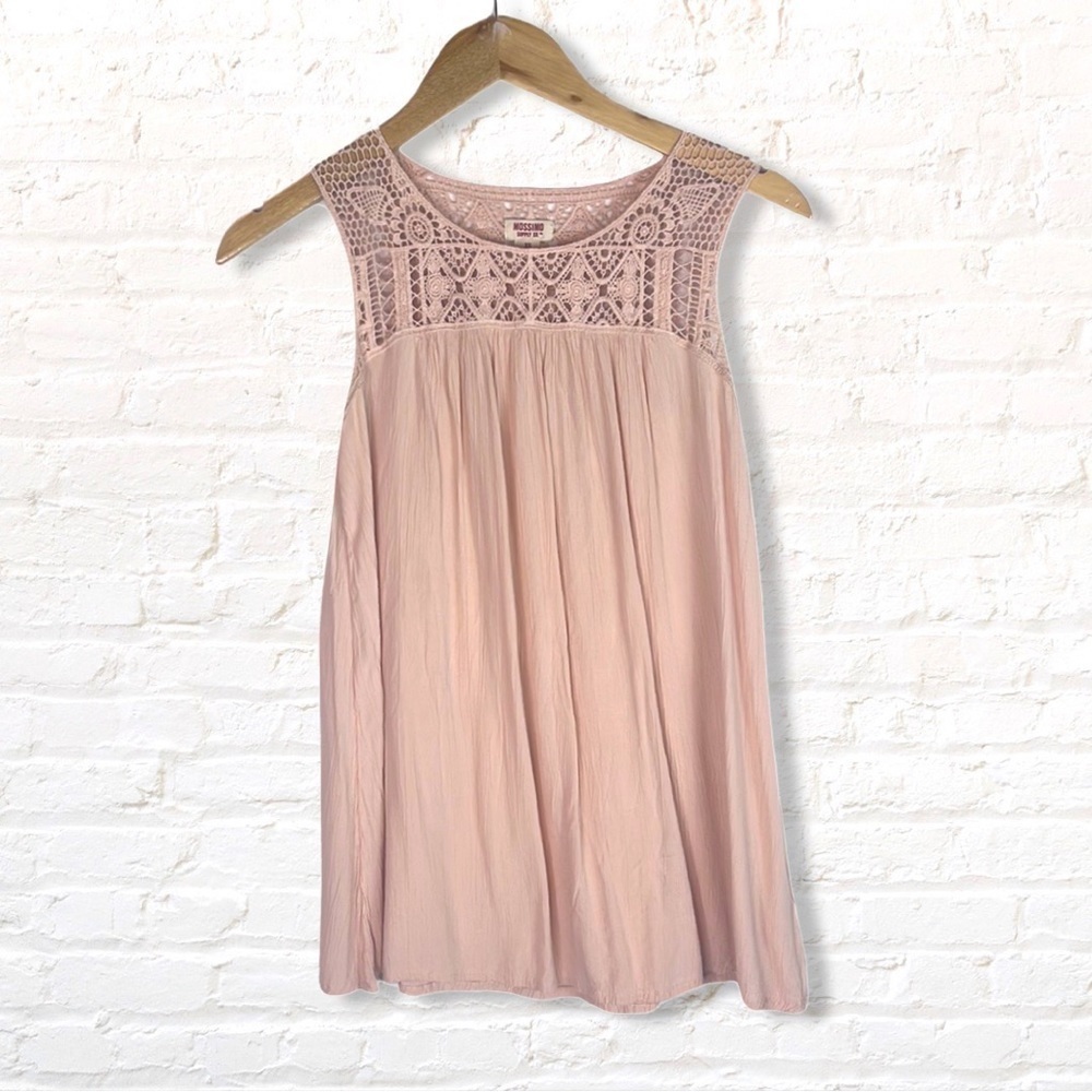 Mossimo Womens Gauze Fabric Crochet Trim Top Size XS Pink